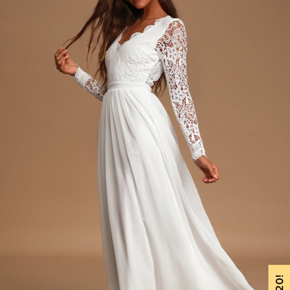 COPY - White Lace Long Sleeve Wedding Dress